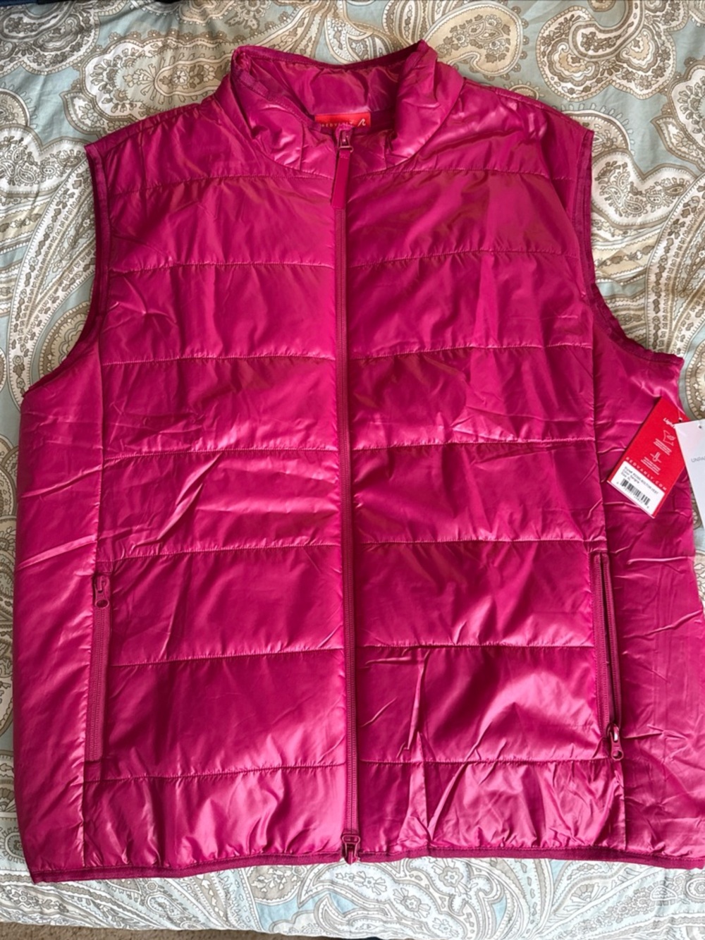 Redvanly Men’s “Bolton” Lightweight Vest Full Zip Golf Sangria Pink Size XL New